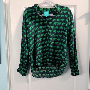 Escapada Green Elephant Print Blouse